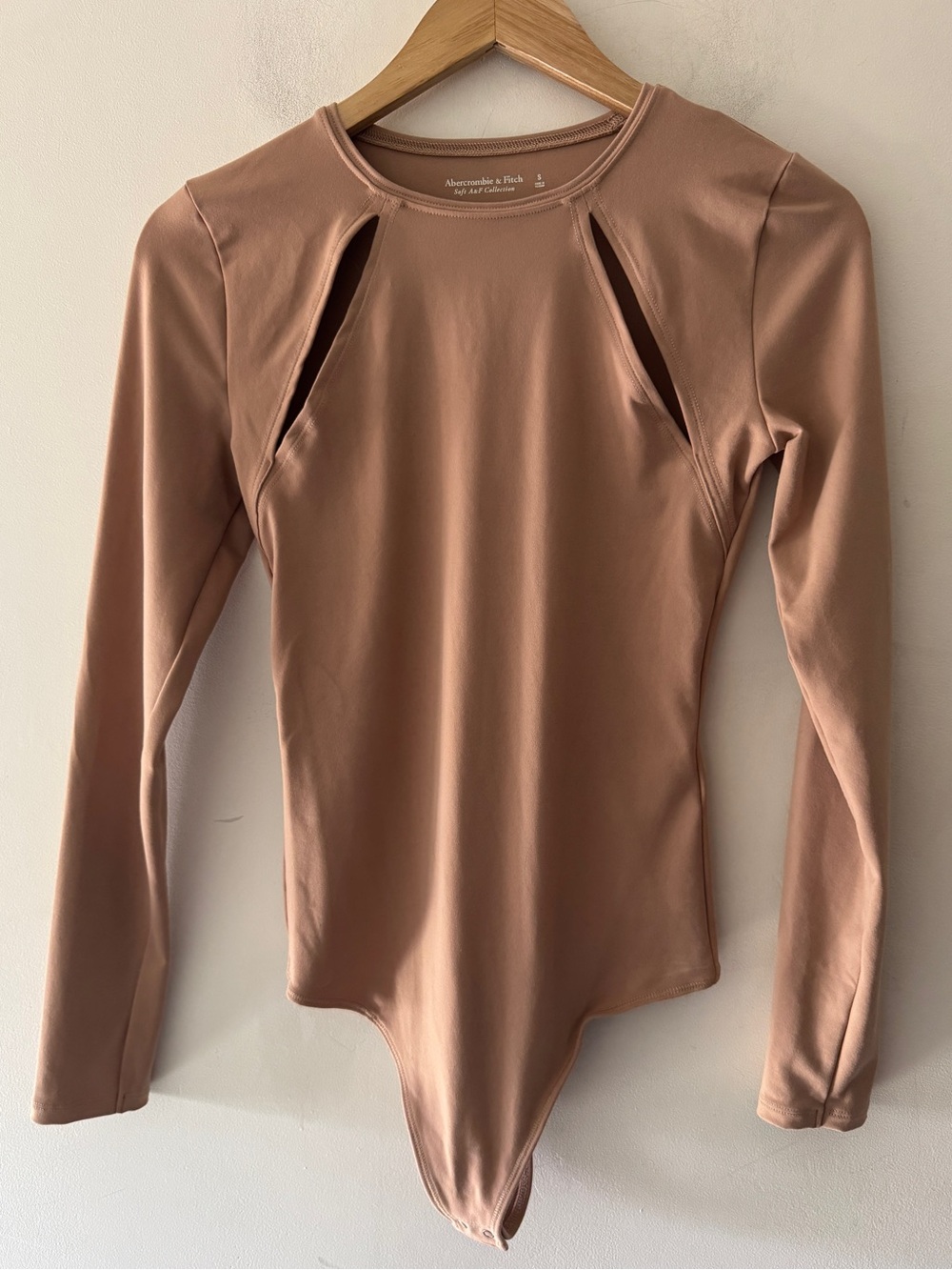 Abercrombie & Fitch Brown Soft A&F Collection Long Sleeve Cutout Bodysuit